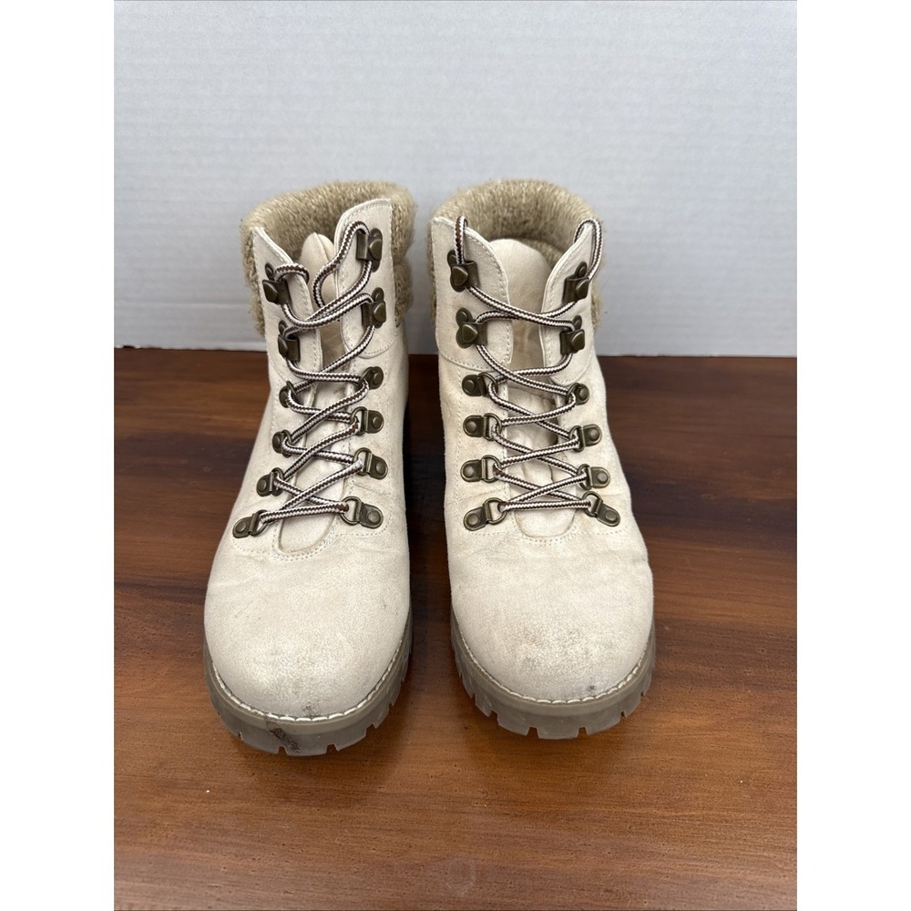 Cliffs by White Mountain Pathfield Lace Up Cuff Winter Boots size 8M Cream - Picture 3 of 13